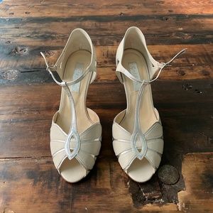 BHLDN Mimosa T-Straps Ivory Shoes Size Euro 36
